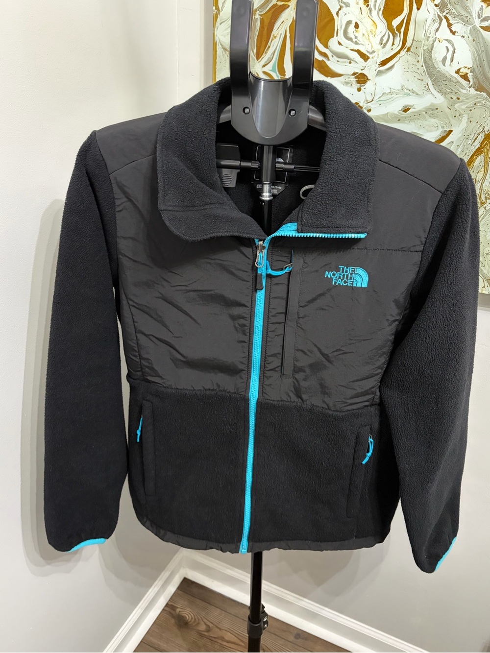 The North Face Denali Polartec Fleece Jacket Black Teal Accents Women’s L